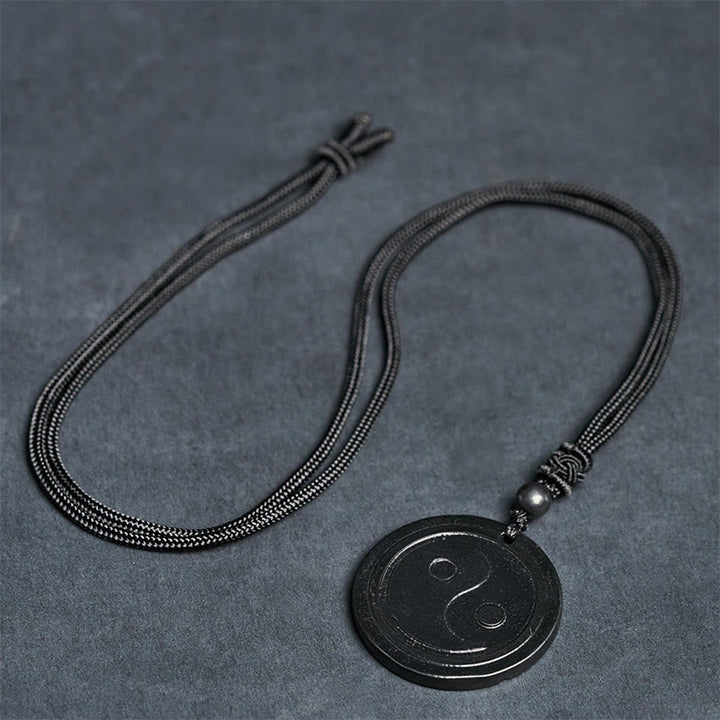 Buddha Stones天然 本物 シュンガイト 彫刻陰陽守護 ネックレス ペンダント - image 8