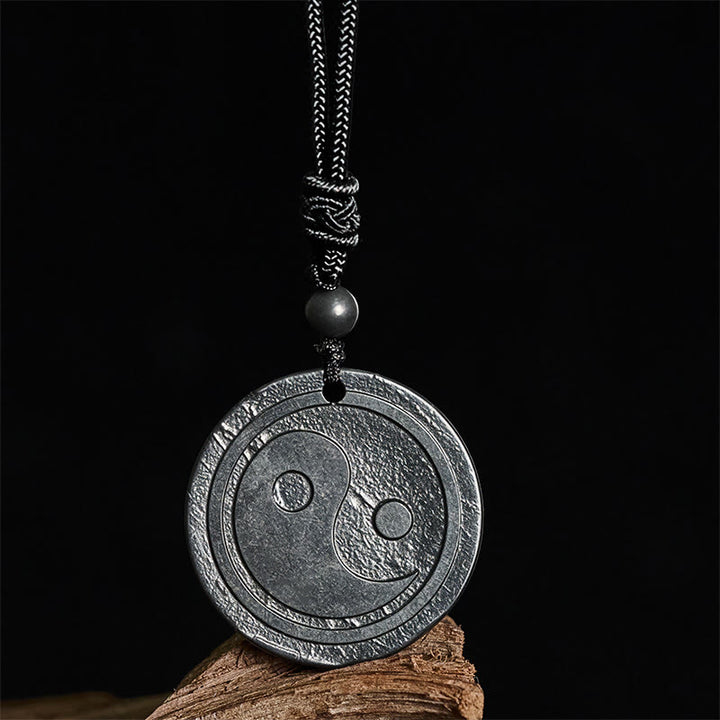 Buddha Stones天然 本物 シュンガイト 彫刻陰陽守護 ネックレス ペンダント - シュンガイト石（保護♥グラウンディング） - 35-40mm - image 0