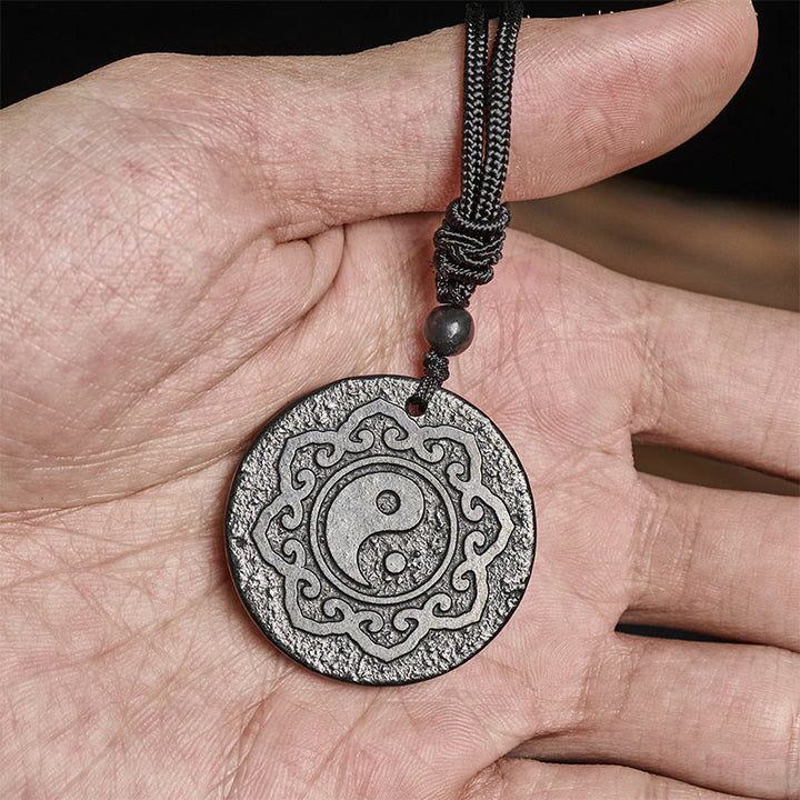 Buddha Stones太極拳陰陽本物のシュンガイト石 内なる強さ ネックレス ペンダント - image 7