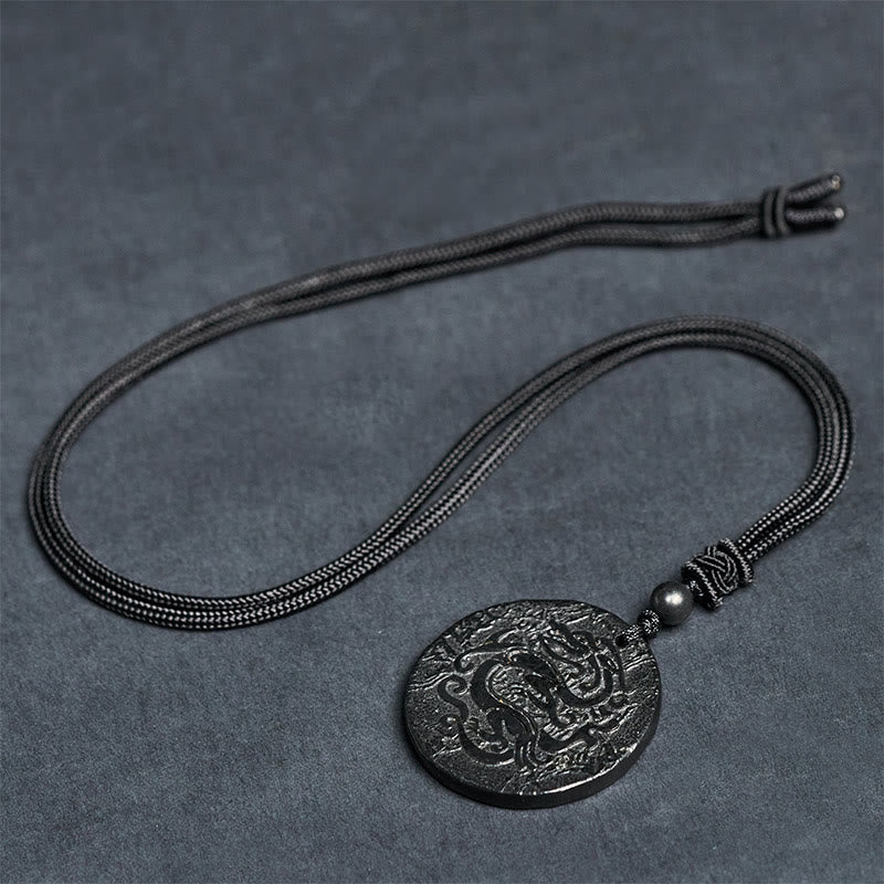 Buddha Stones彫刻龍模様本物のシュンガイト石内なる強さのネックレスペンダント - image 8