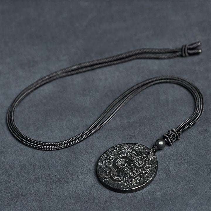 Buddha Stones彫刻龍模様本物のシュンガイト石内なる強さのネックレスペンダント - image 8