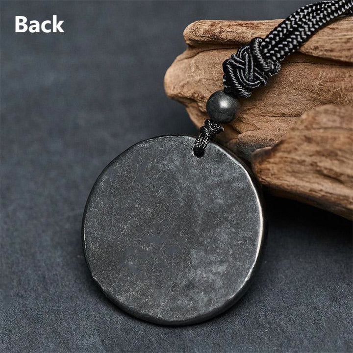 Buddha Stones彫刻龍模様本物のシュンガイト石内なる強さのネックレスペンダント - image 6