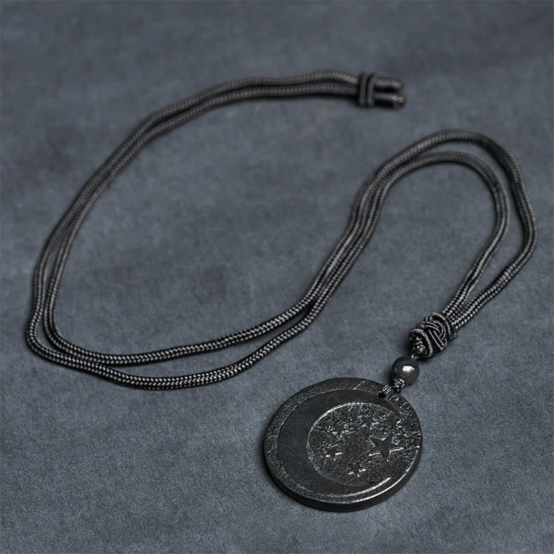 Buddha Stones月 星 ラウンドデザイン 本物のシュンガイト石 守護ネックレス ペンダント - image 7