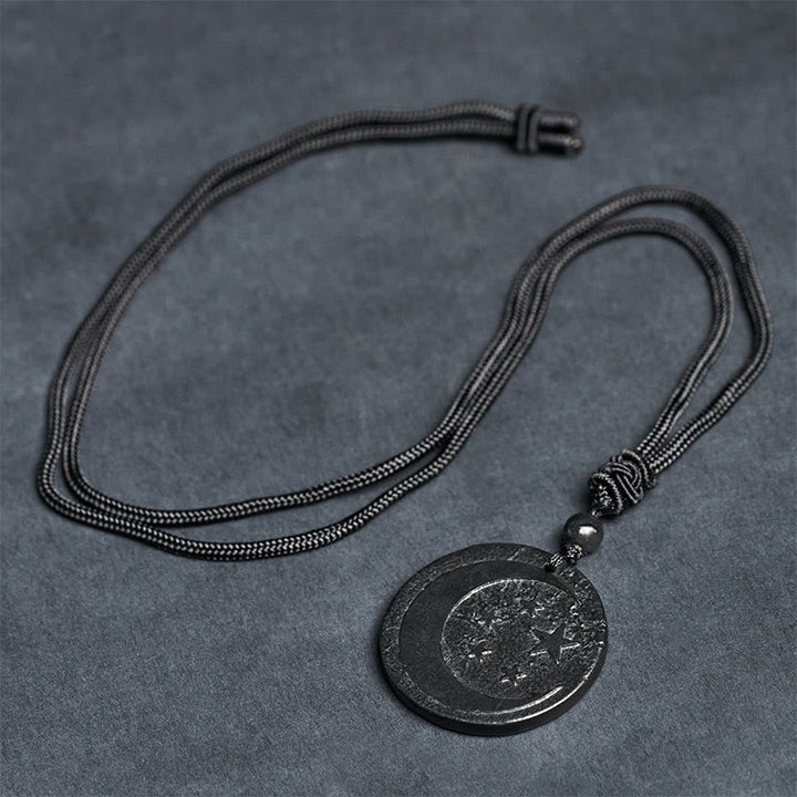 Buddha Stones月 星 ラウンドデザイン 本物のシュンガイト石 守護ネックレス ペンダント - image 7