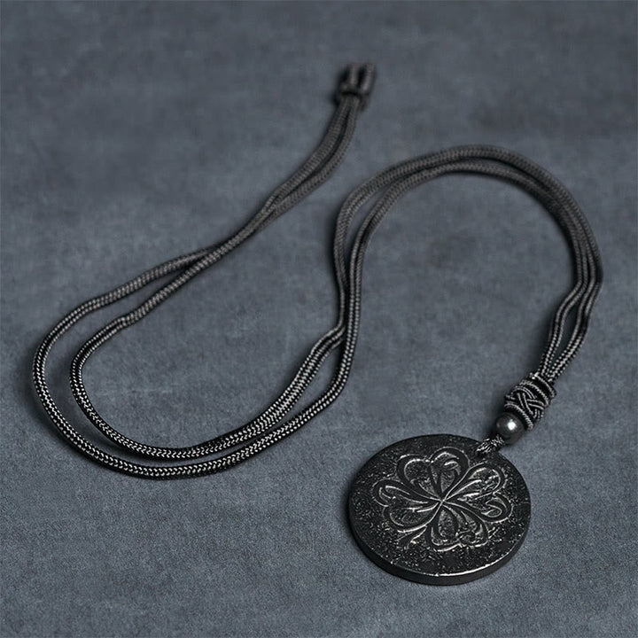 Buddha Stones四つ葉のクローバー 本物のシュンガイト石 グラファイト石 守護石 ネックレス ペンダント - image 7