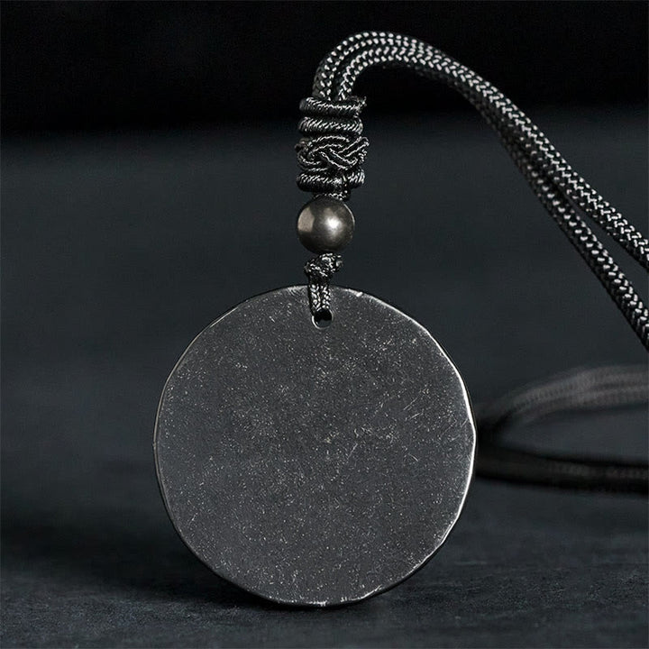 Buddha Stonesサークルシンプルデザイン本物のシュンガイト石保護ネックレスペンダント - image 1