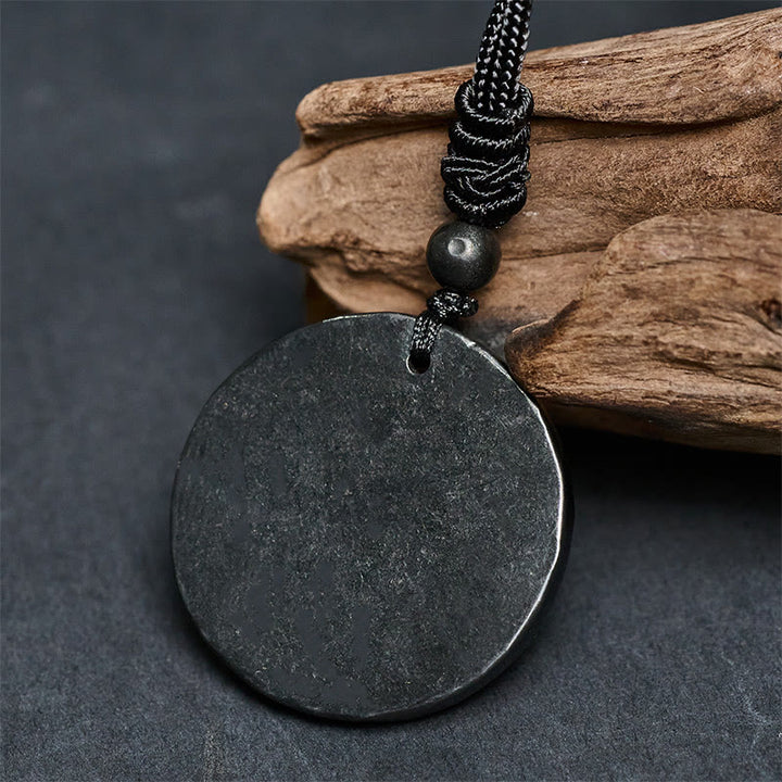 Buddha Stonesサークルシンプルデザイン本物のシュンガイト石保護ネックレスペンダント - image 6