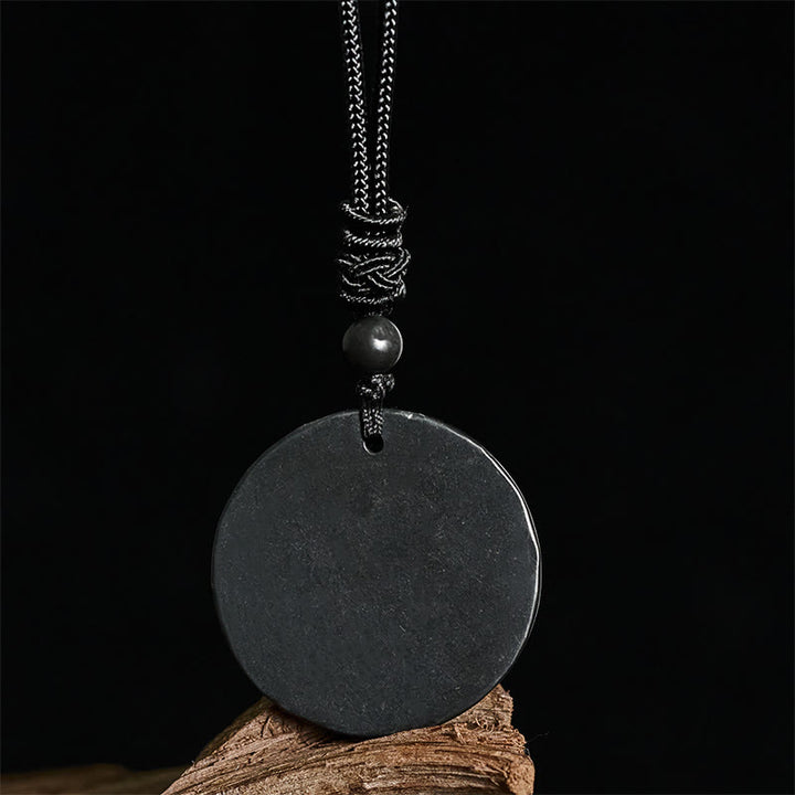 Buddha Stonesサークルシンプルデザイン本物のシュンガイト石保護ネックレスペンダント - image 3
