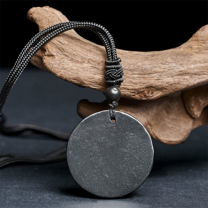 Buddha Stonesサークルシンプルデザイン本物のシュンガイト石保護ネックレスペンダント - image 2