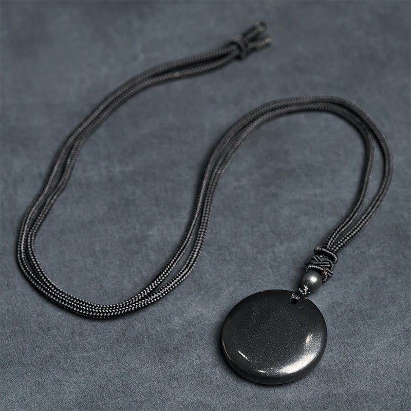 Buddha Stones幾何学模様 ラウンド 本物 シュンガイト ストーン ロープ 内なる強さ ネックレス ペンダント - image 8