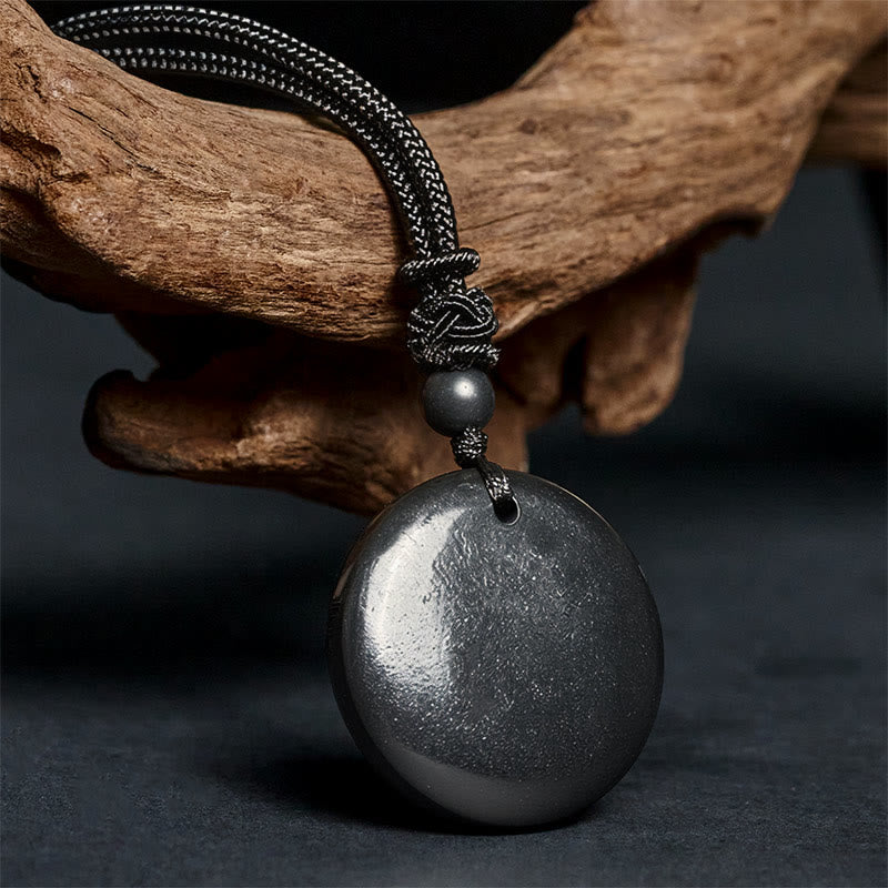 Buddha Stones幾何学模様 ラウンド 本物 シュンガイト ストーン ロープ 内なる強さ ネックレス ペンダント - image 3