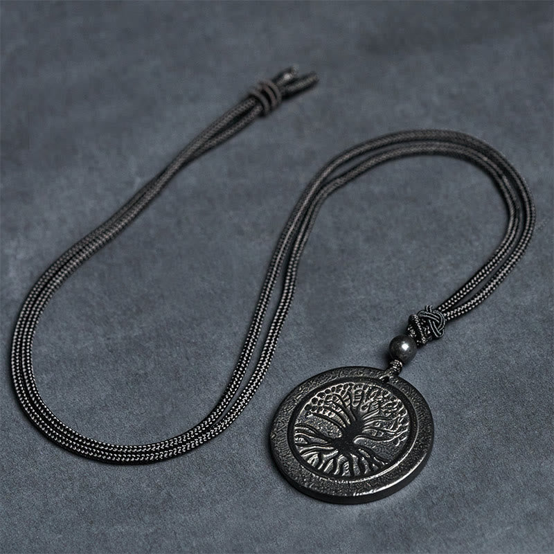 Buddha Stones生命の樹の彫刻模様 本物のシュンガイト石 守護ネックレスペンダント - image 8