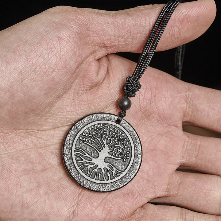 Buddha Stones生命の樹の彫刻模様 本物のシュンガイト石 守護ネックレスペンダント - image 5