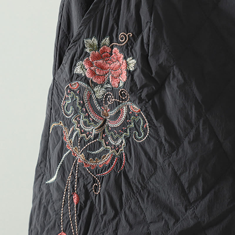 Buddha Stonesピンク花菱形柄コットン厚手レディースパンツ（ポケット付き） - image 13