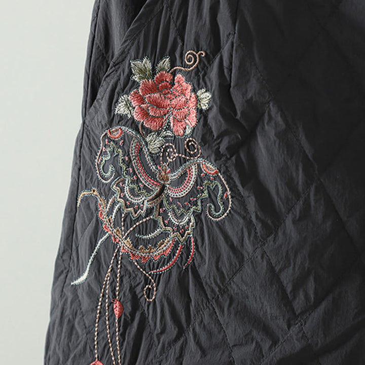 Buddha Stonesピンク花菱形柄コットン厚手レディースパンツ（ポケット付き） - image 13