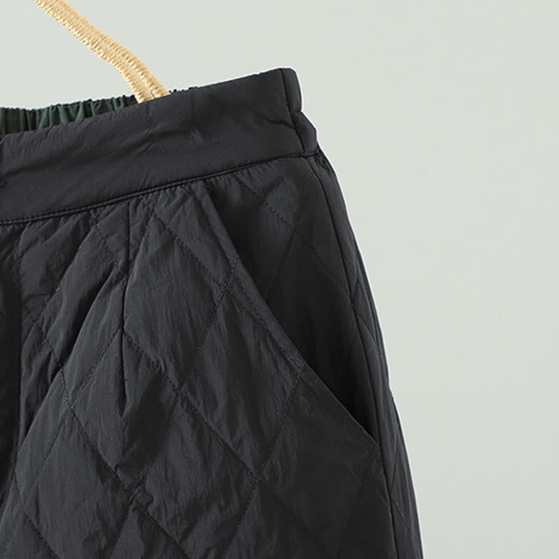 Buddha Stonesピンク花菱形柄コットン厚手レディースパンツ（ポケット付き） - image 14