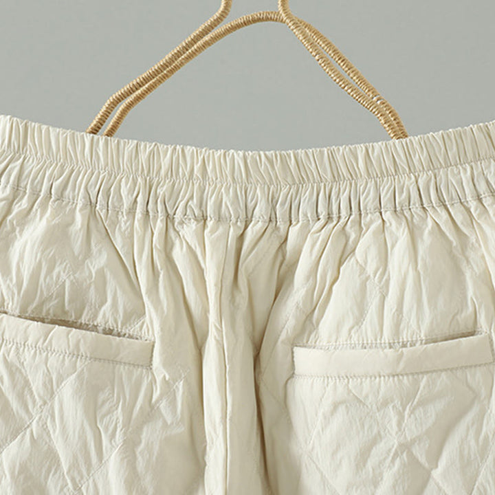 Buddha Stonesピンク花菱形柄コットン厚手レディースパンツ（ポケット付き） - image 10