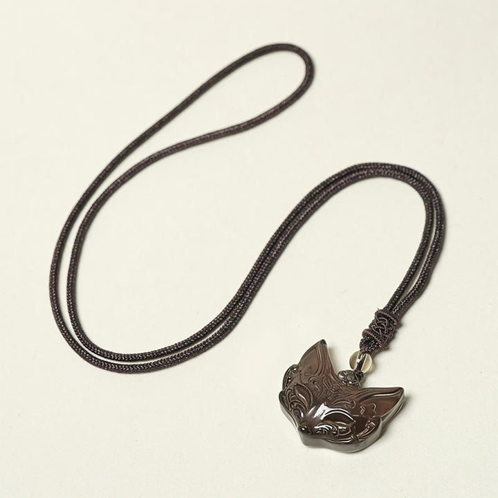 Buddha Stonesレリーフ フォックスデザイン シルバーシーンオブシディアン アイスオブシディアン プロテクションネックレス ペンダント - image 13