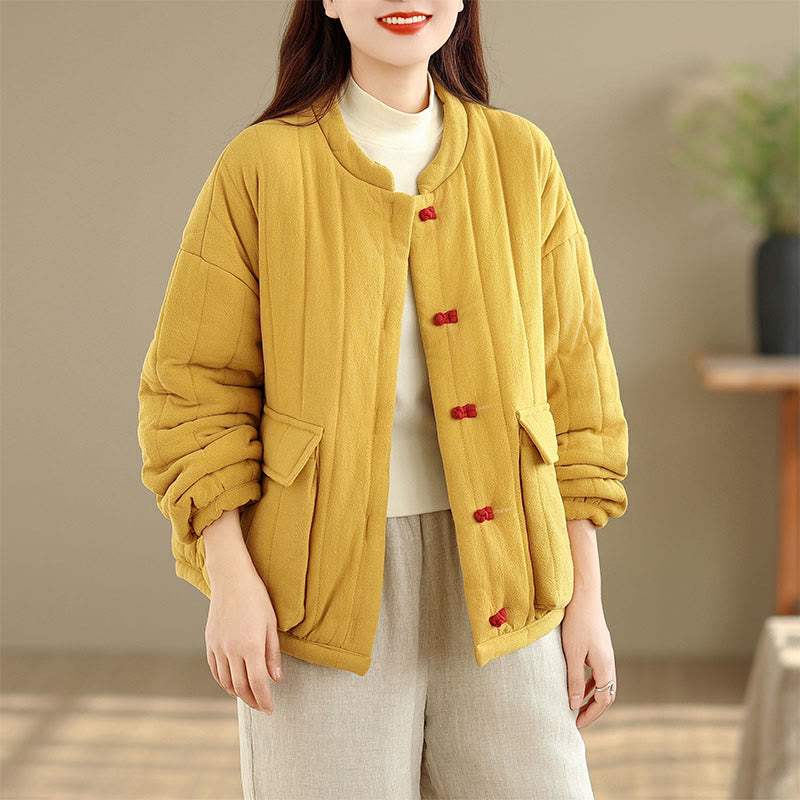 Buddha Stonesフロッグボタン ストライプデザイン 長袖 厚手コットン レディース ジャケット ポケット付き - image 8