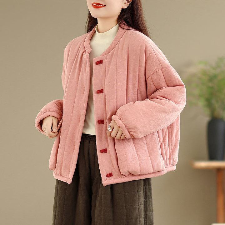 Buddha Stonesフロッグボタン ストライプデザイン 長袖 厚手コットン レディース ジャケット ポケット付き - image 3