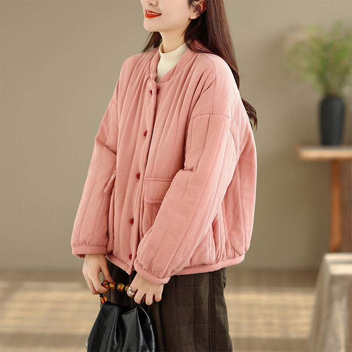 Buddha Stonesフロッグボタン ストライプデザイン 長袖 厚手コットン レディース ジャケット ポケット付き - image 5