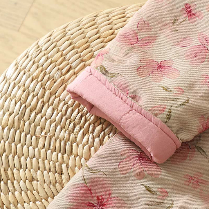 Buddha Stonesフロッグボタン 花柄 クルーネック 厚手コットン 長袖 レディースコート  - image 5