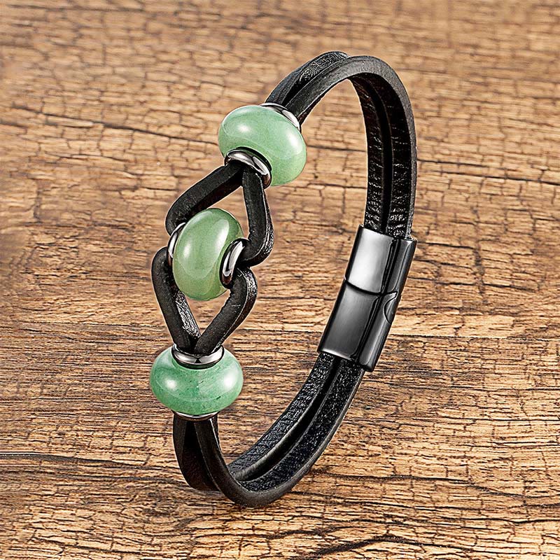 Buddha Stonesアメジスト クリスタルストーン ダブルレザー ストレス解消 ラウンドブレスレット - グリーンアベンチュリン - 18～22cm - image 15