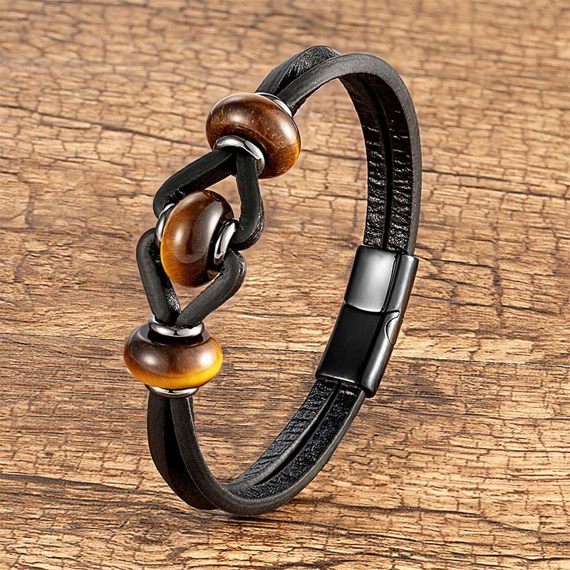 Buddha Stonesアメジスト クリスタルストーン ダブルレザー ストレス解消 ラウンドブレスレット - タイガーアイ - 18～22cm - image 11