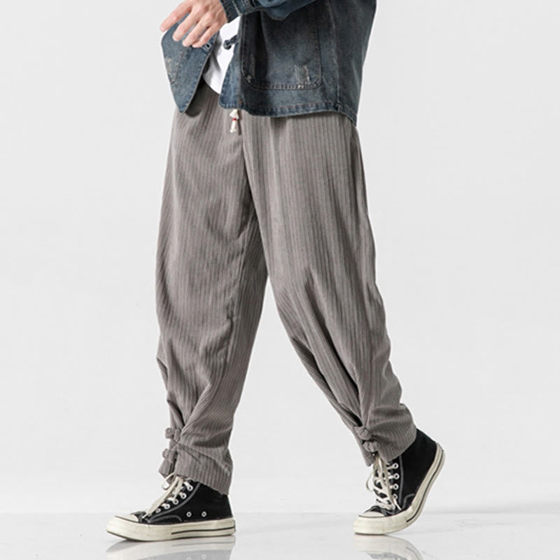 Buddha Stones秋冬 メンズ ピュアカラー ボタンデザイン コットン ストレートレッグパンツ ポケット付き - image 7