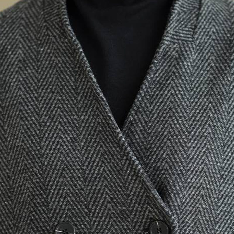 Buddha StonesストライプVネックコットンロングスリーブレディースコート（ポケット付き） - image 5