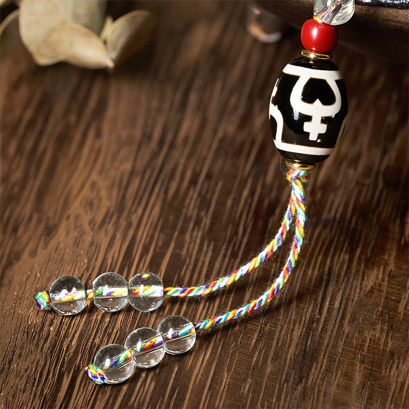 Buddha Stones108 ビーズ Liuli クリスタル Dzi ビーズ瑪瑙祝福タッセルマーラー数珠 - image 6