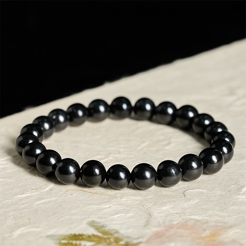 Buddha Stonesラウンド本物のシュンガイトストーン内なる強さのビーズブレスレット - image 8