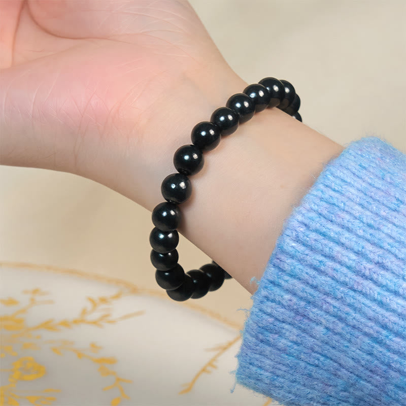 Buddha Stonesラウンド本物のシュンガイトストーン内なる強さのビーズブレスレット - image 11