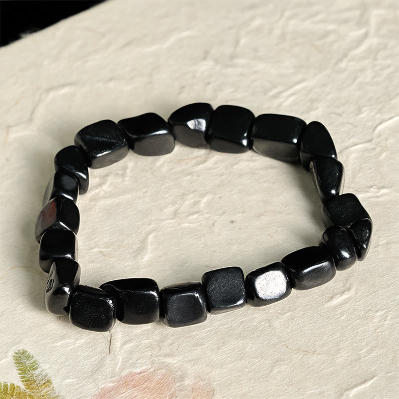 Buddha Stones 8mm 天然シュンガイト 天然石 守護石 ビーズブレスレット - image 1