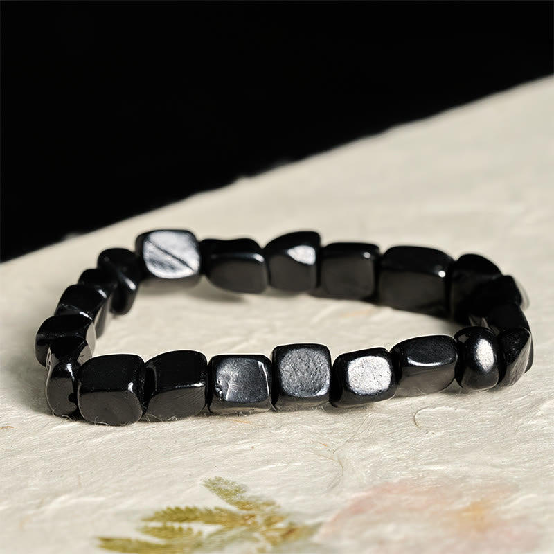 Buddha Stones 8mm 天然シュンガイト 天然石 守護石 ビーズブレスレット - シュンガイト（明晰さ♥内なる強さ） - image 0