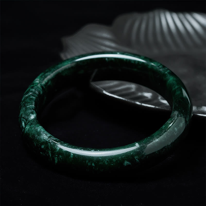 Buddha Stones南陽黒緑翡翠守護カフバングルブレスレット - image 2