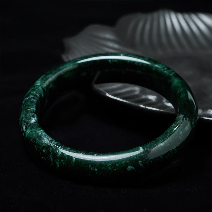 Buddha Stones南陽黒緑翡翠守護カフバングルブレスレット - image 2