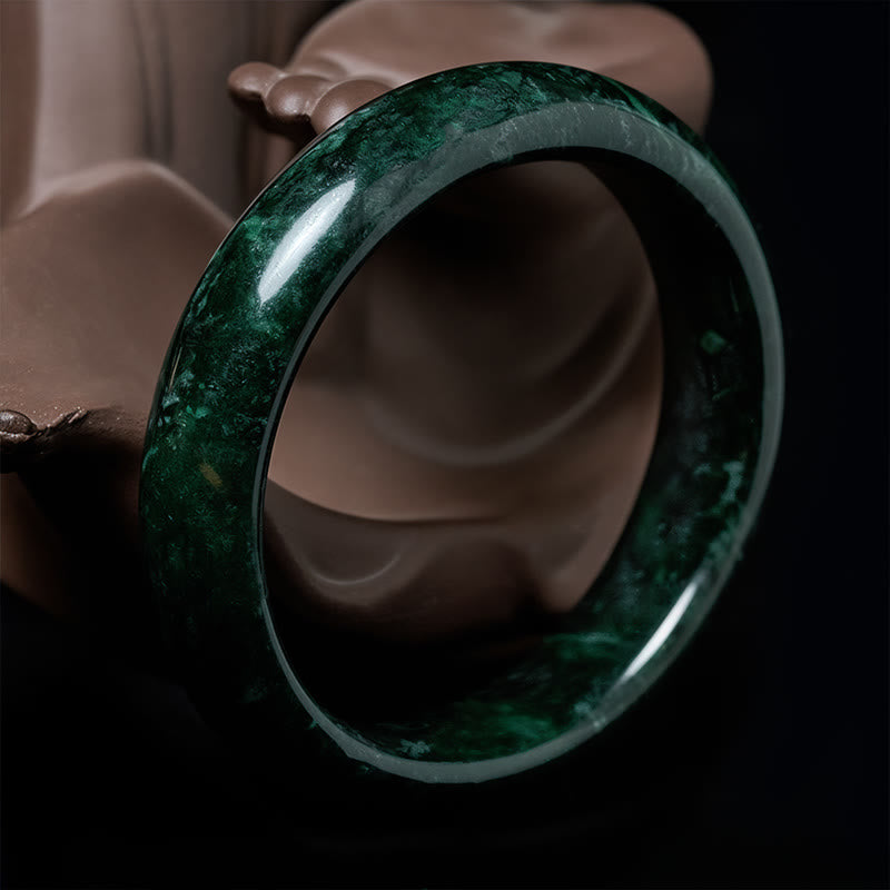Buddha Stones南陽黒緑翡翠守護カフバングルブレスレット - image 1