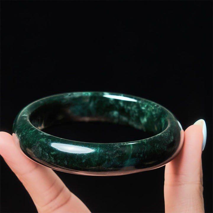 Buddha Stones南陽黒緑翡翠守護カフバングルブレスレット - image 3