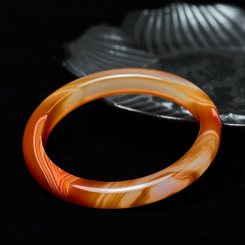 Buddha Stonesの縞模様の赤瑪瑙の落ち着いたカフバングルブレスレット - image 1