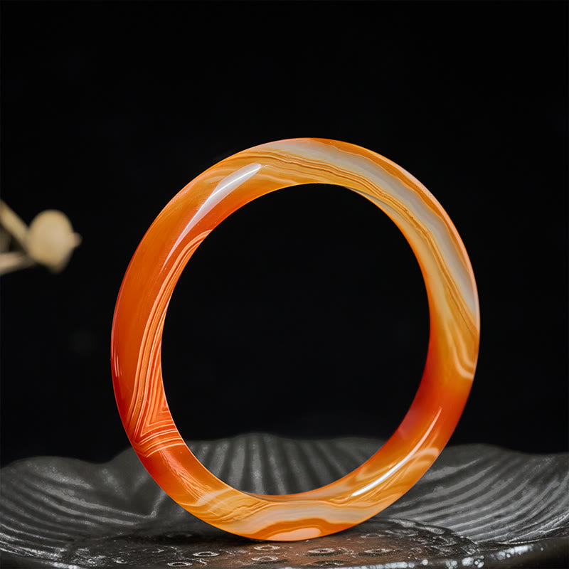 Buddha Stonesの縞模様の赤瑪瑙の落ち着いたカフバングルブレスレット - image 2