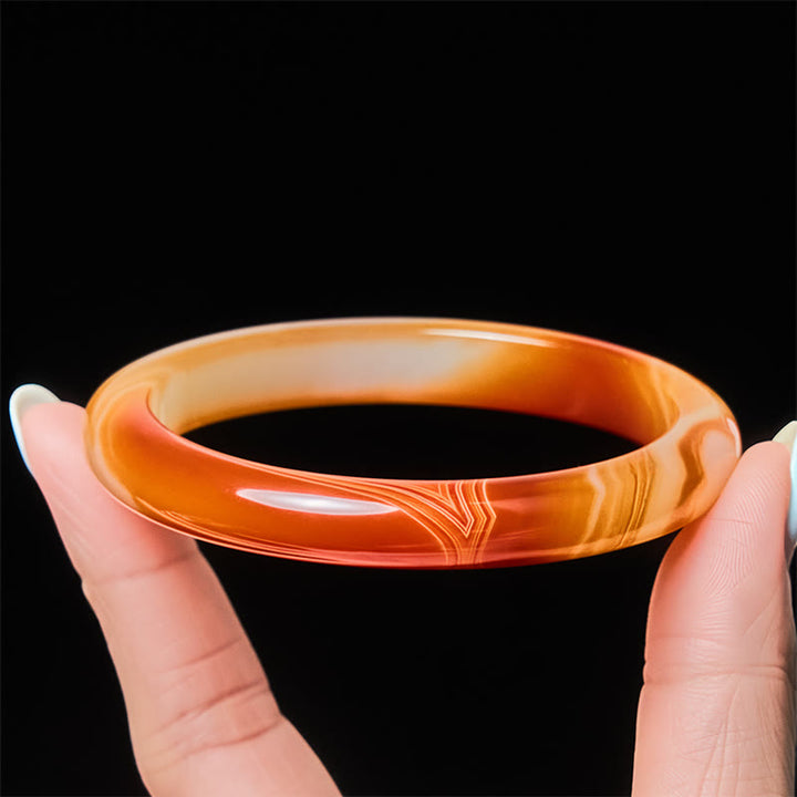 Buddha Stonesの縞模様の赤瑪瑙の落ち着いたカフバングルブレスレット - image 3