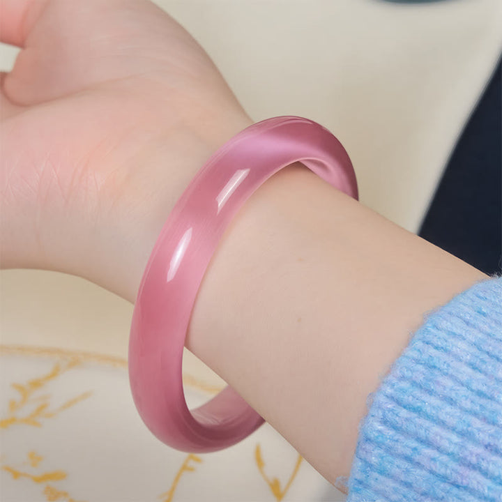 Buddha Stonesピンクキャッツアイストーン ピースラブカフバングルブレスレット - image 4