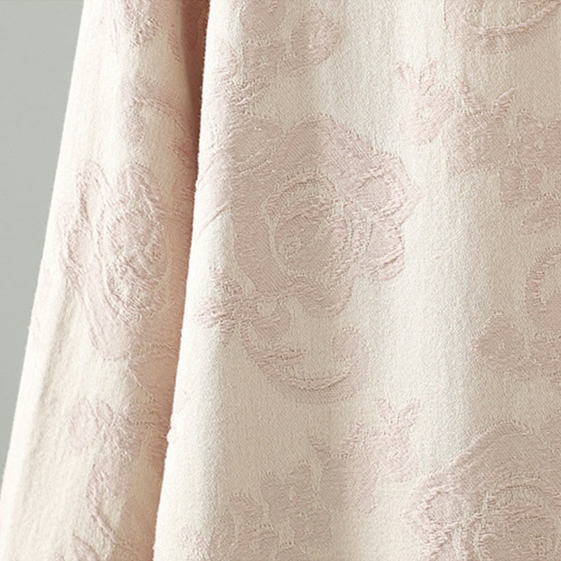 Buddha Stonesスタンドカラーフロッグボタンフラワーパターン刺繍デザインロングスリーブコットンミディドレス - image 7