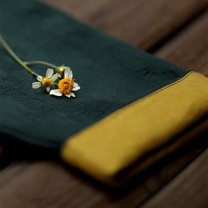 Buddha Stonesフロッグボタン 無地 Vネック ロングスリーブ コットン ミディドレス ポケット付き - image 8