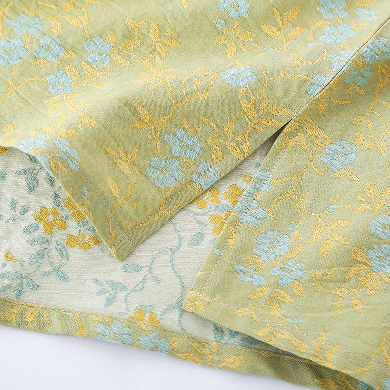 Buddha Stones 2ピース カラフルフローラルリーフ 長袖 Vネック シャツパンツ コットンパジャマセット ポケット付き - image 3