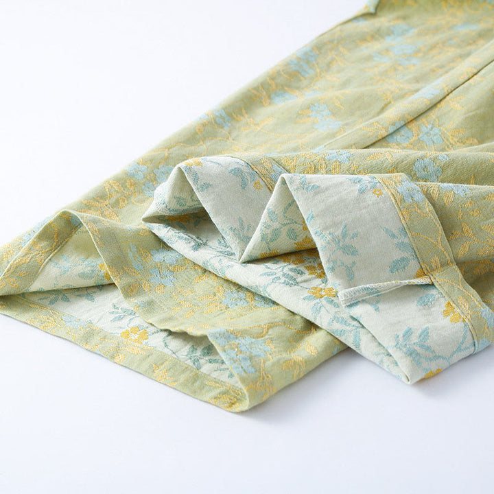 Buddha Stones 2ピース カラフルフローラルリーフ 長袖 Vネック シャツパンツ コットンパジャマセット ポケット付き - image 4