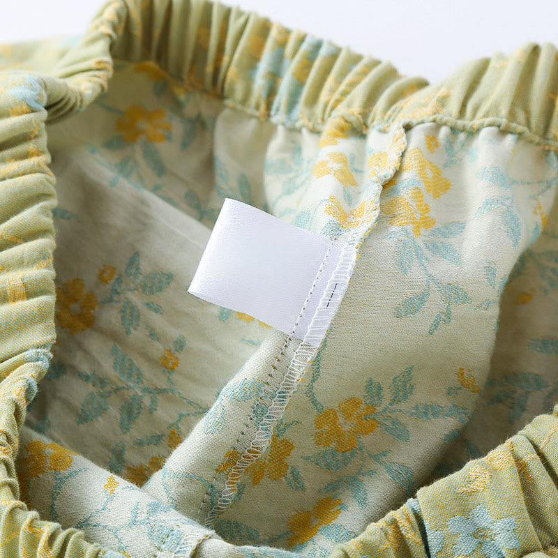 Buddha Stones 2ピース カラフルフローラルリーフ 長袖 Vネック シャツパンツ コットンパジャマセット ポケット付き - image 10