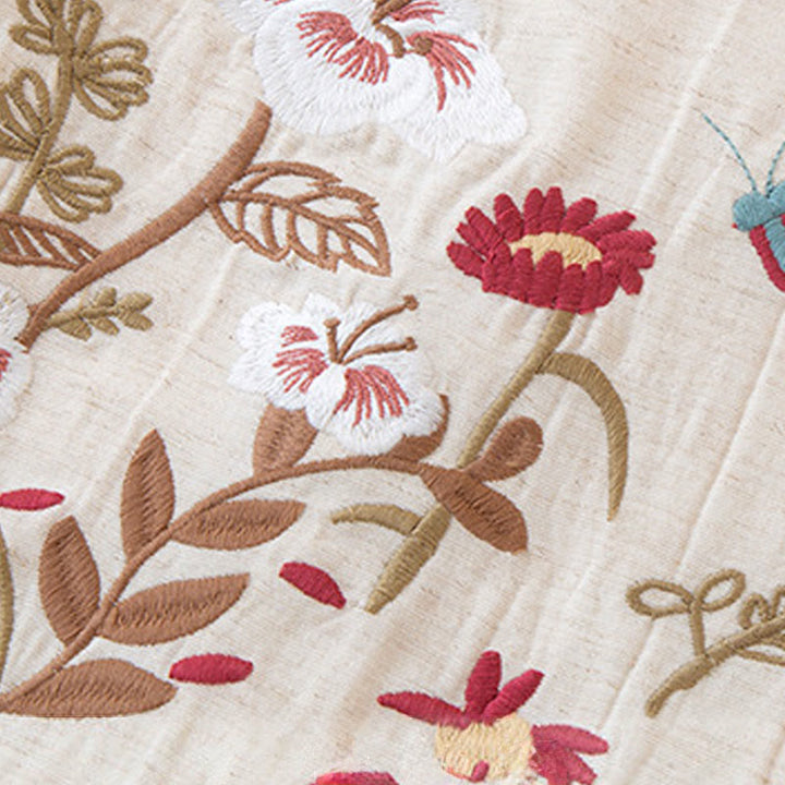 Buddha Stones 2ピース カラフルフローラルバタフライ ロングスリーブ Vネック シャツ パンツ コットンパジャマセット ポケット付き - image 1