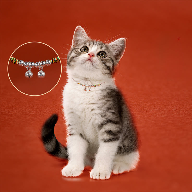 Buddha Stonesシルバーベル 赤 黒 紐 保護 調節可能 猫 小型犬 ペット用首輪 - image 15